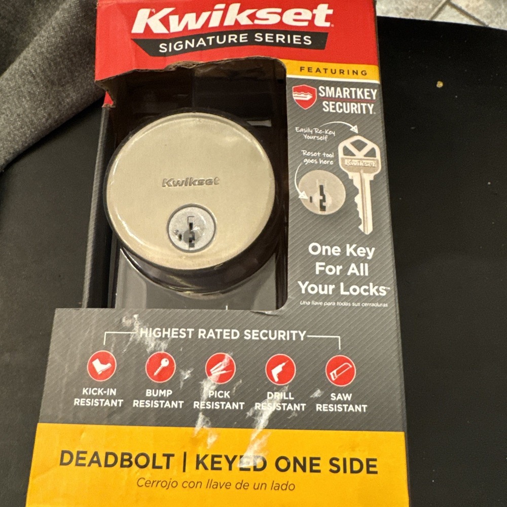 Kwikset‎ Uptown Round Single Cylinder Deadbolt Satin Nickel 92580-016
